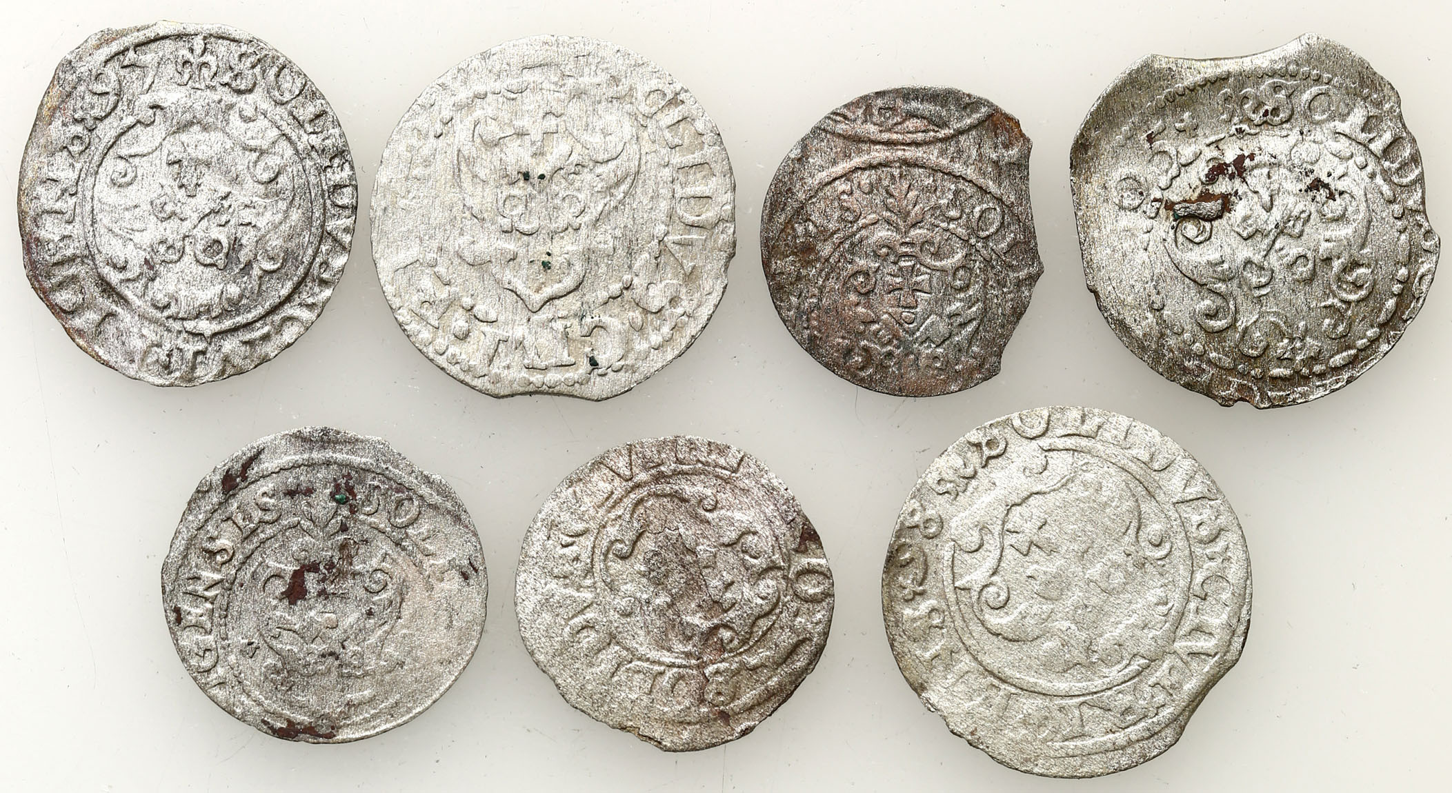 Zygmunt III Waza. Szeląg, Ryga, zestaw 7 monet